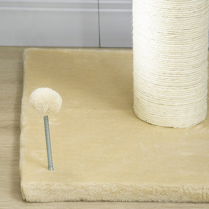 PAWHUT TRAGRAFFI tree for cats with cot and ball in plush and pole in sisal 55x55x83cm beige - Borgè