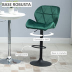 Set 2 swivel bar stools with adjustable height, velvet coating and round base - green - Borgè