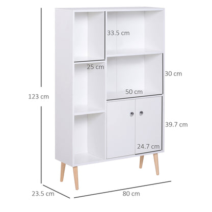 Homcom Cabinet Library with White Pine Wooden Feet 80x23.5x123cm - Borgè