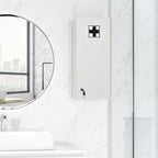 Kleankin Owner for medicines with lock, wood and glass - white - Borgè