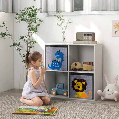 Zonekiz Keephop shelf for children with 4 compartments and containers, 61.8x29.9x61.8cm, white - Borgè