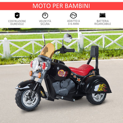 electric motorcycle for children with 3 6v wheels, black - Borgè