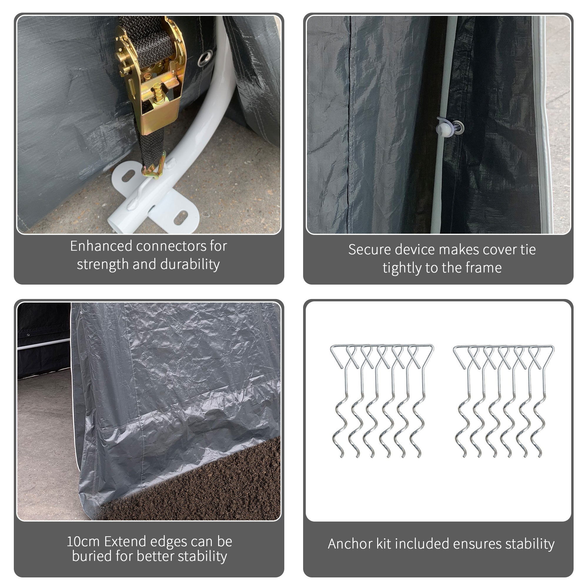 Garage Tent for Cars, Motorcycles and Tools in Metal and PE Fabric, 280x240x240cm, Grey - Borge' Group Limited