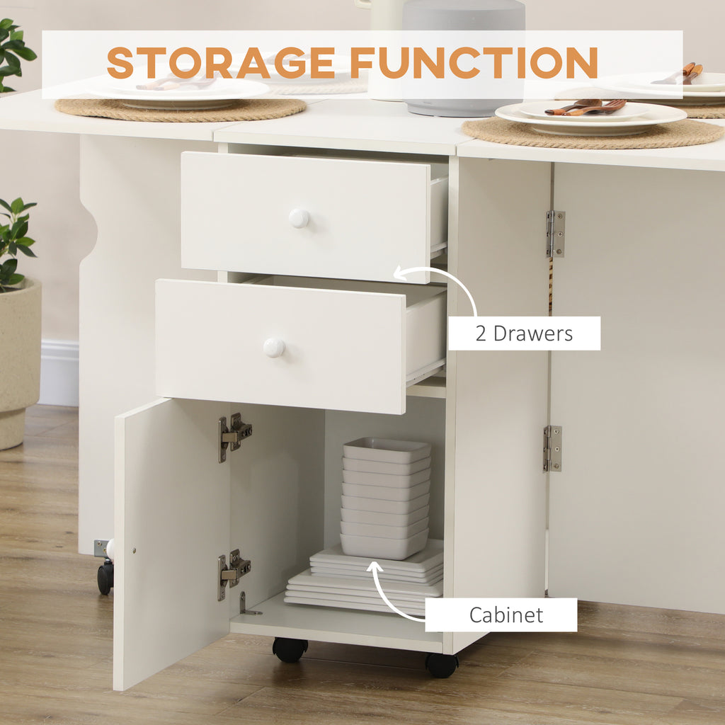 Homcom Ribal kitchen table with 2 drawers and cabinet with ante, in chipboard, 120x80x75 cm, white - Borgè