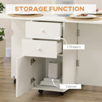 Homcom Ribal kitchen table with 2 drawers and cabinet with ante, in chipboard, 120x80x75 cm, white - Borgè