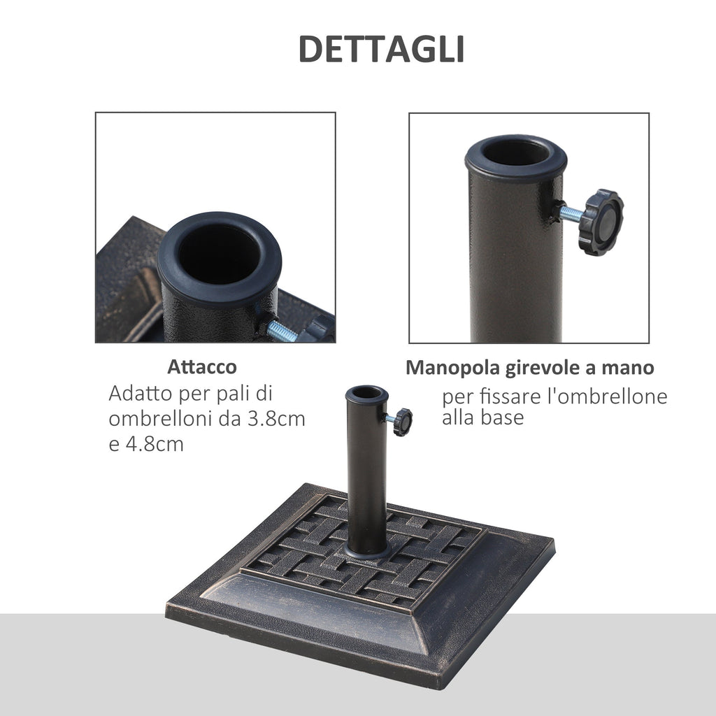 Vintage Style Resin and Steel Garden Umbrella Base, 44x44x32cm, Black and Bronze - Borge' Group Limited