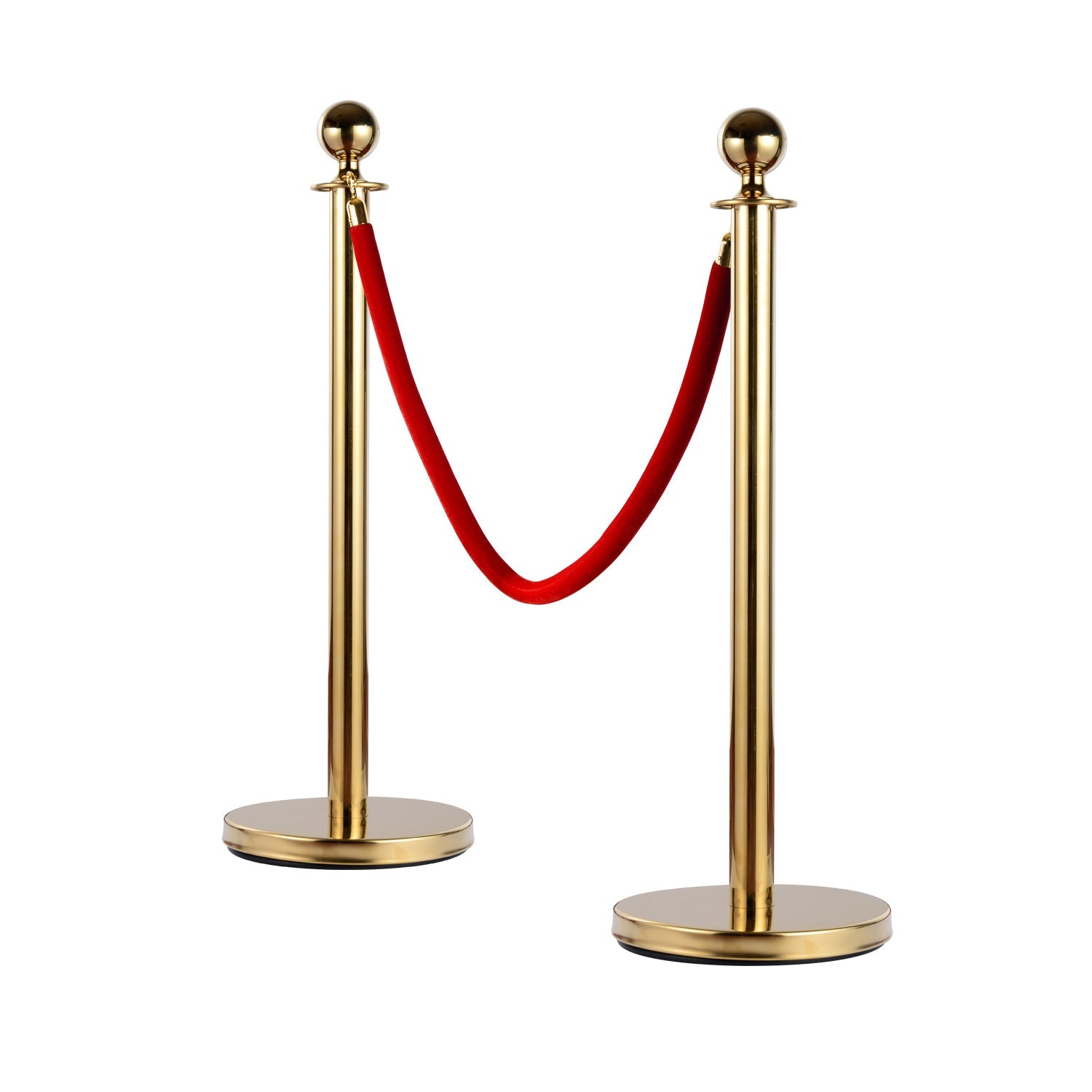 Gold Stainless Steel Retractable Bollard | with Red Rope | ф32 x 95cm - Borgè