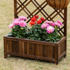 Outsunny Outdoor Fioriera with wooden grill for climbing plants, 60x30x122.5 cm, brown - Borgè