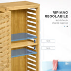 kleankin bamboo bathroom with adjustable internal shelf, 30x19.9x70 cm, wooden color - Borgè
