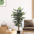Artificial Fico plant from 130 cm to 702 leaves and 3 trunks with Ø15x12.5 cm pot, for interiors and outdoors - Borgè