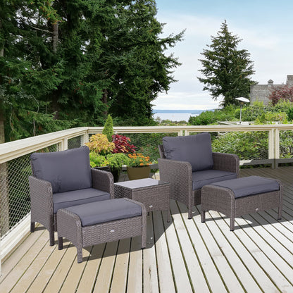 Outsunny Garden Furniture Set Sofas with and Table In Pe Rattan with Grey cushions - Borgè