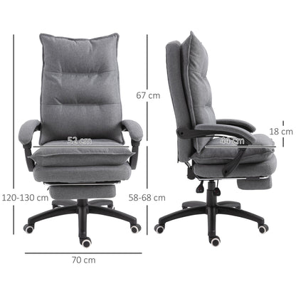 Padded office chair with 6 massage points, adjustable height and wheels, 70x62x120-130 cm, Grey
