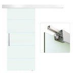 Sliding Glass Sliding Glass with transparent stripes with track, 90x205cm - Borgè