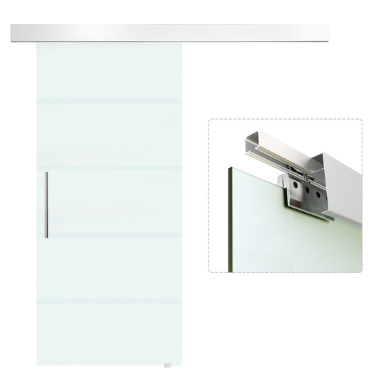 Sliding Glass Sliding Glass with transparent stripes with track, 90x205cm