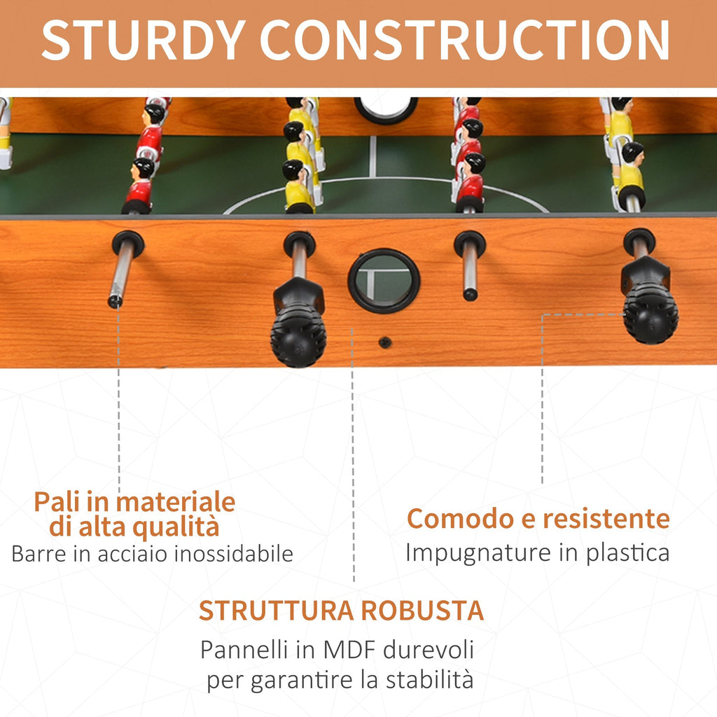 Wooden Table Football with 22 Players in 3:4:3 Formation, 2 Balls and 2 Scoreboards Included 84.5x40x61.2cm - Borge' Group Limited