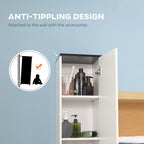 Kleankin Bathroom cabinet with adjustable shelf, 2 closed shelves and a wooden drawer, 30x28x180 cm, white - Borgè