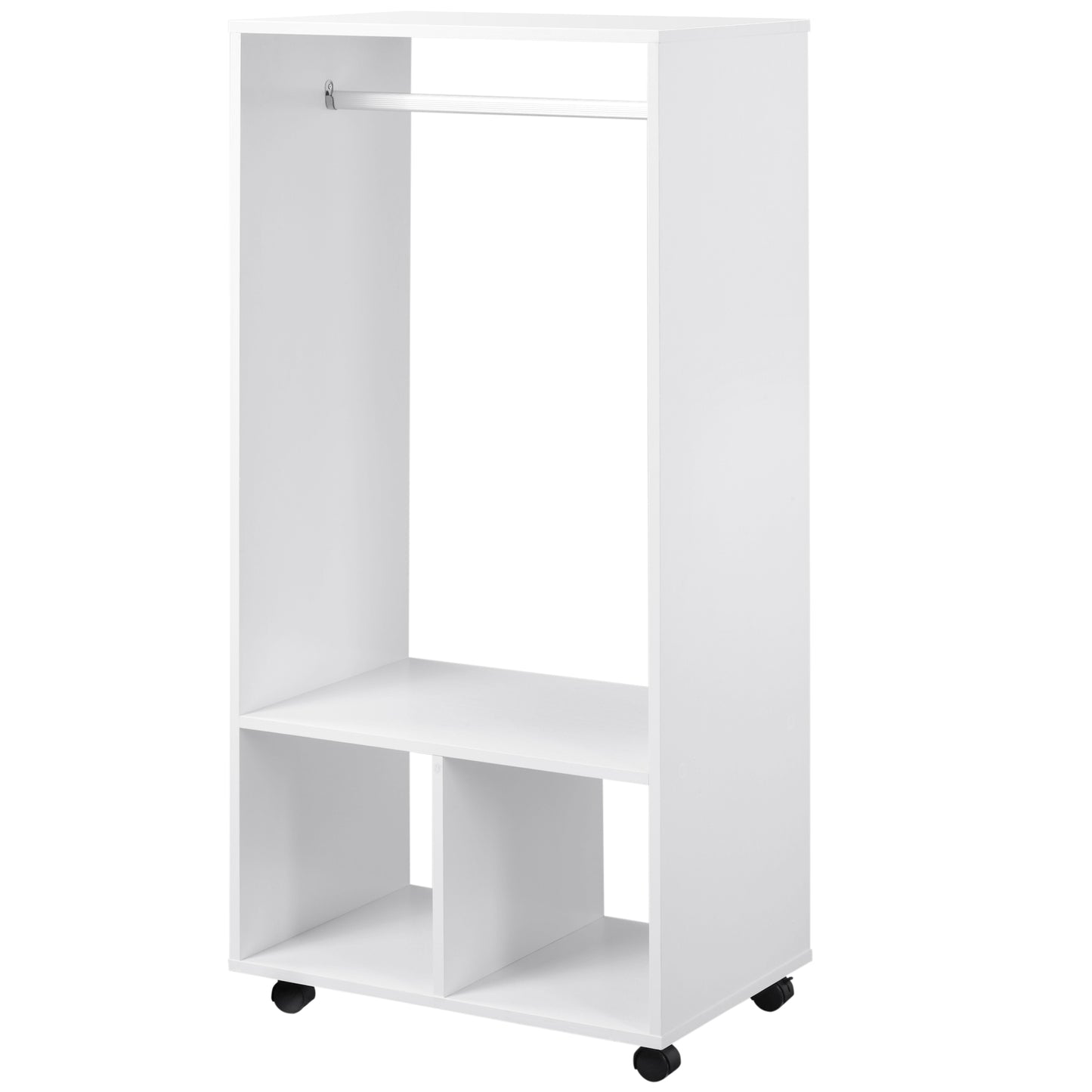 Homcom Mobile Available with aluminum bar and 2 open shelves, in chipboard, 60x40x128 cm, white - Borgè