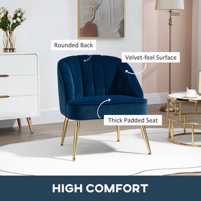 Camera Armchair Velvet with golden steel legs, 65x64x77cm dark blue - Borgè