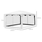 Outsunny Garden Gazebo 4x3 m folding with mosquito net and 2 inputs, in metal and PE, black and white - Borgè