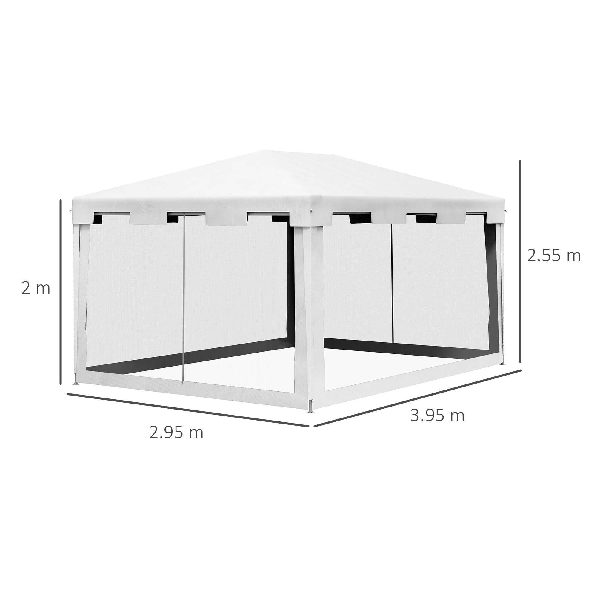 Outsunny Garden Gazebo 4x3 m folding with mosquito net and 2 inputs, in metal and PE, black and white - Borgè