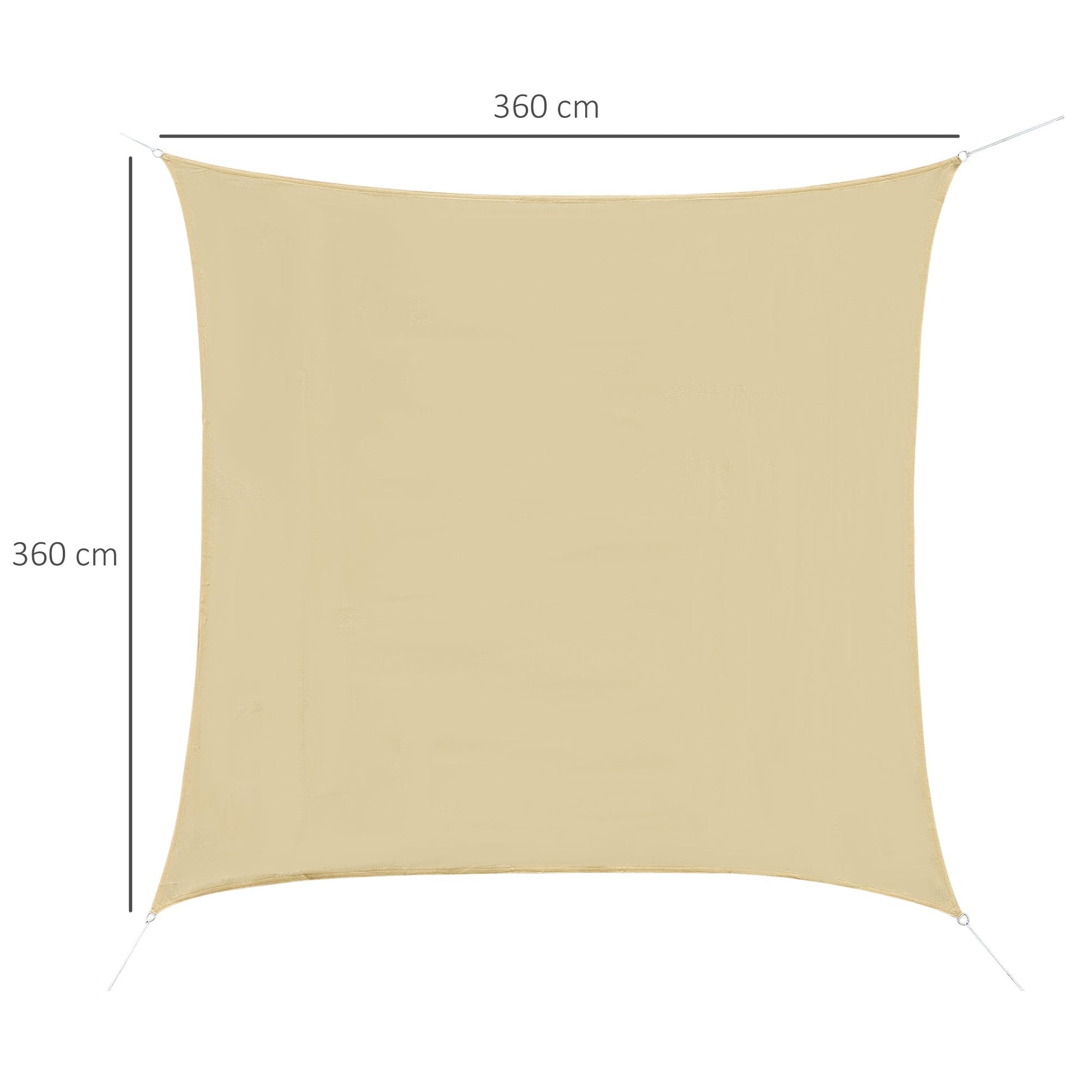 Square Outdoor Sun Shade Awning in Breathable HDPE, 95% UV Protection, 360x360cm - Borgè