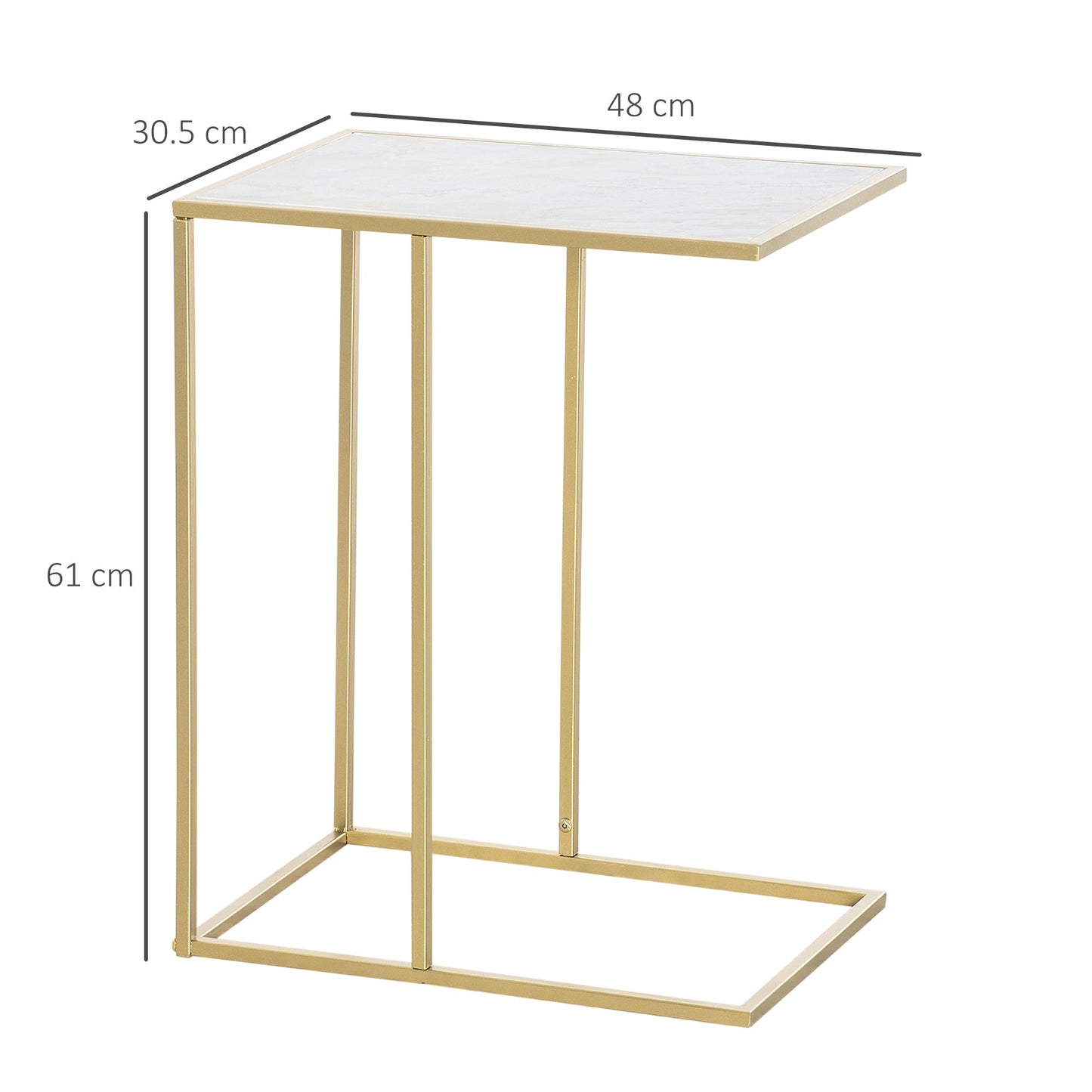 DARIO | White and Gold Side Living Room Table with Marble Effect Surface