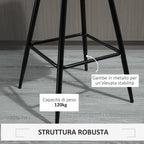 Set 2 stools from bar stuffed chairs Nordic style Grey velvet - Borgè