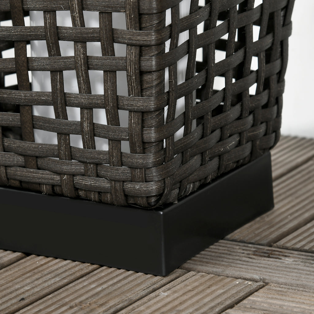 Outsunny Garden Solar Lamp with charging panel, in steel and rattan, 21x21x78 cm, black and gray - Borgè