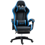 Gaming chair with adjustable height and reclining height, 65x65x121-129 cm, blue and black - Borgè