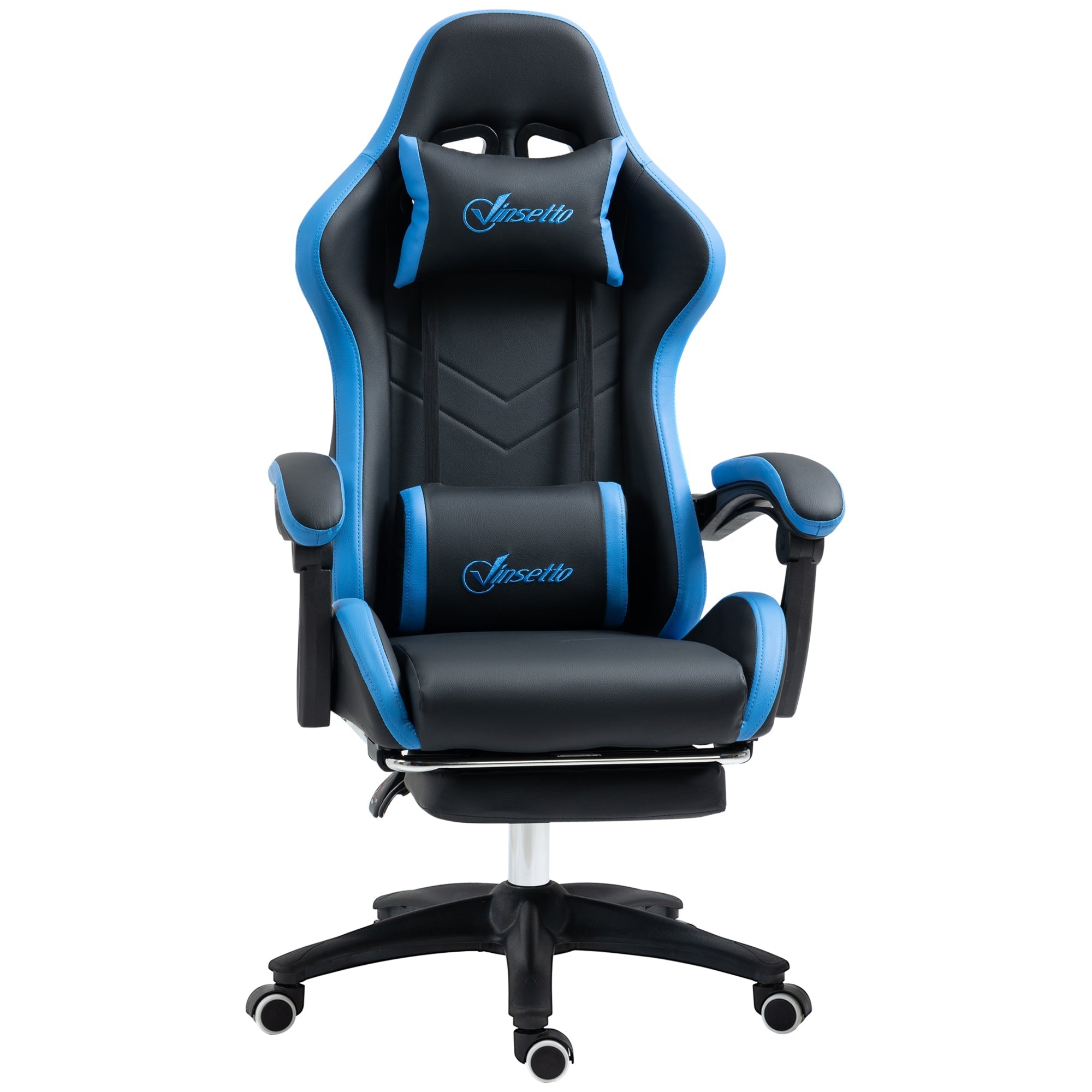 Gaming chair with adjustable height and reclining height, 65x65x121-129 cm, blue and black - Borgè