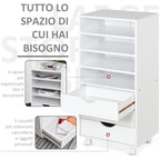Vadet Tagged Coaching Daid with 4 wheels 4 shelves 3 drawers in Wooden Wooden White MDF 38 x 30 x 86.8 cm - Borgè