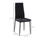 Set 4 Padded Modern Style Chairs in Metal and Fabric - Black - Borgè