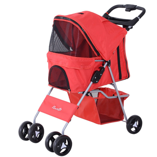 Foldable Stroller Pets Foldable 75L x 46D x 94Hcm Red - Borgè