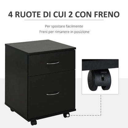 Desk Cabinet with wheels | 41x39x58cm, Black - Borgè