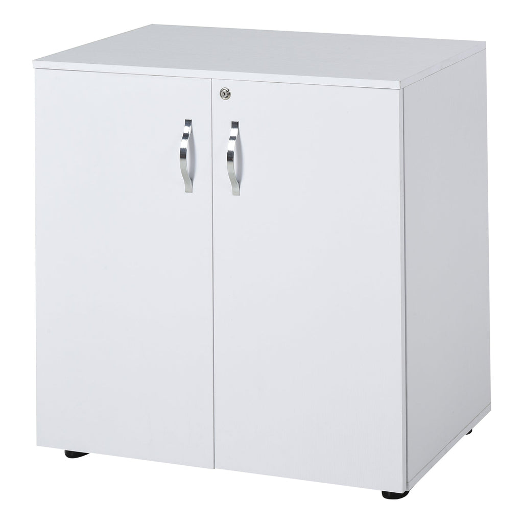 Homcom Multiuse office cabinet with lock - white - Borgè
