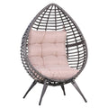 DROPPA | Boho Teardrop Rattan Outdoor Lounge Chair with Cushion, 101x89x156cm Grey and Beige - Borge' Group Limited