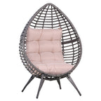 DROPPA | Boho Teardrop Rattan Outdoor Lounge Chair with Cushion, 101x89x156cm Grey and Beige - Borge' Group Limited