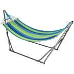 Folding Cotton and Steel Freestanding Hammock Stand, 270x100x94cm - Borge' Group Limited