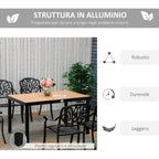 6-Seater Garden Table in Aluminum and Plastic, Black and Wood Color - Borge' Group Limited