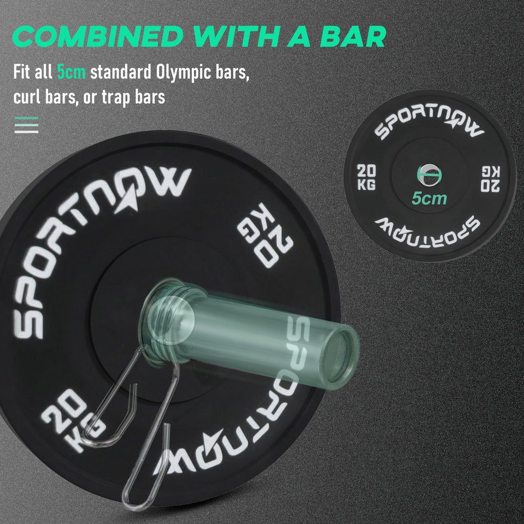 SportNow set of 2 20kg gym discs for barbell and dumbbells with Ã˜5cm, black attack - Borgè