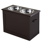 Raised Bowls for Large Dogs, MDF Bowl Stand with 2 Stainless Steel Bowls, 60x30x41 cm, Brown - Borge' Group Limited