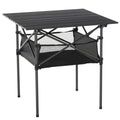 Folding Camping Picnic Table, Space-Saving and Rollable with Travel Bag, Black 70x70x69cm - Borge' Group Limited