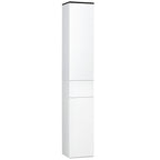 Kleankin Bathroom cabinet with adjustable shelf, 2 closed shelves and a wooden drawer, 30x28x180 cm, white - Borgè