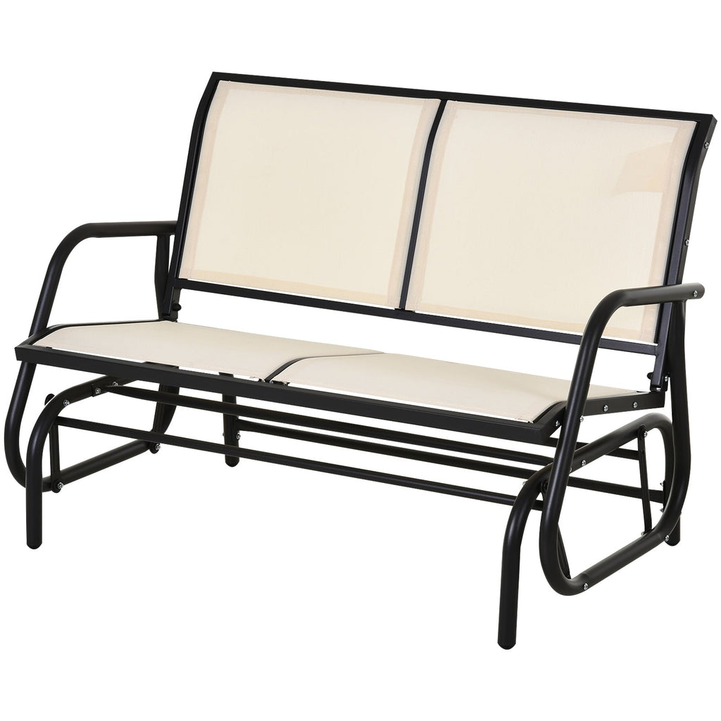 CARLISLE | 2 Seater Garden Swing Bench Metal Breathable Mesh Fabric 120x70x85cm Beige - Borge' Group Limited