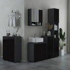 Kleankin Mobile Sublavabo Wooden Bath with 2 -door locker, 60x30x60cm, black - Borgè
