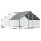 Garden Chicken Coop with Galvanized Frame, Waterproof Cover and Hexagonal Netting, 3x4x2 m, Silver - Borge' Group Limited