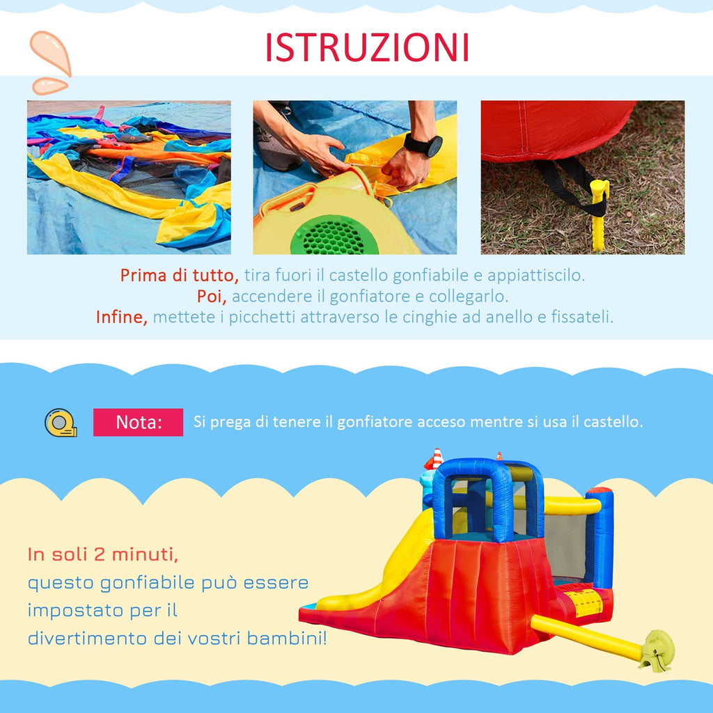 Inflatable Castle 4 in 1 Children 3-8 Years, Slide and Pool, 265x260x200cm - Borge' Group Limited
