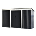 Garden Shed Tool Shed in Steel Sheet with Sliding Doors, 280x130x172cm, Grey-Black - Borge' Group Limited