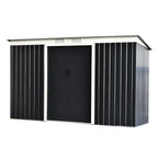 Garden Shed Tool Shed in Steel Sheet with Sliding Doors, 280x130x172cm, Grey-Black - Borge' Group Limited