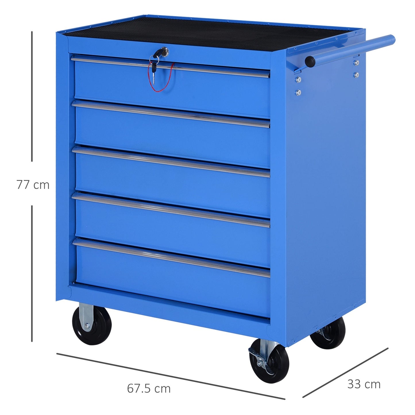 Homcom workshop trolley with 5 workpieces labor doors 67.5x33x77cm